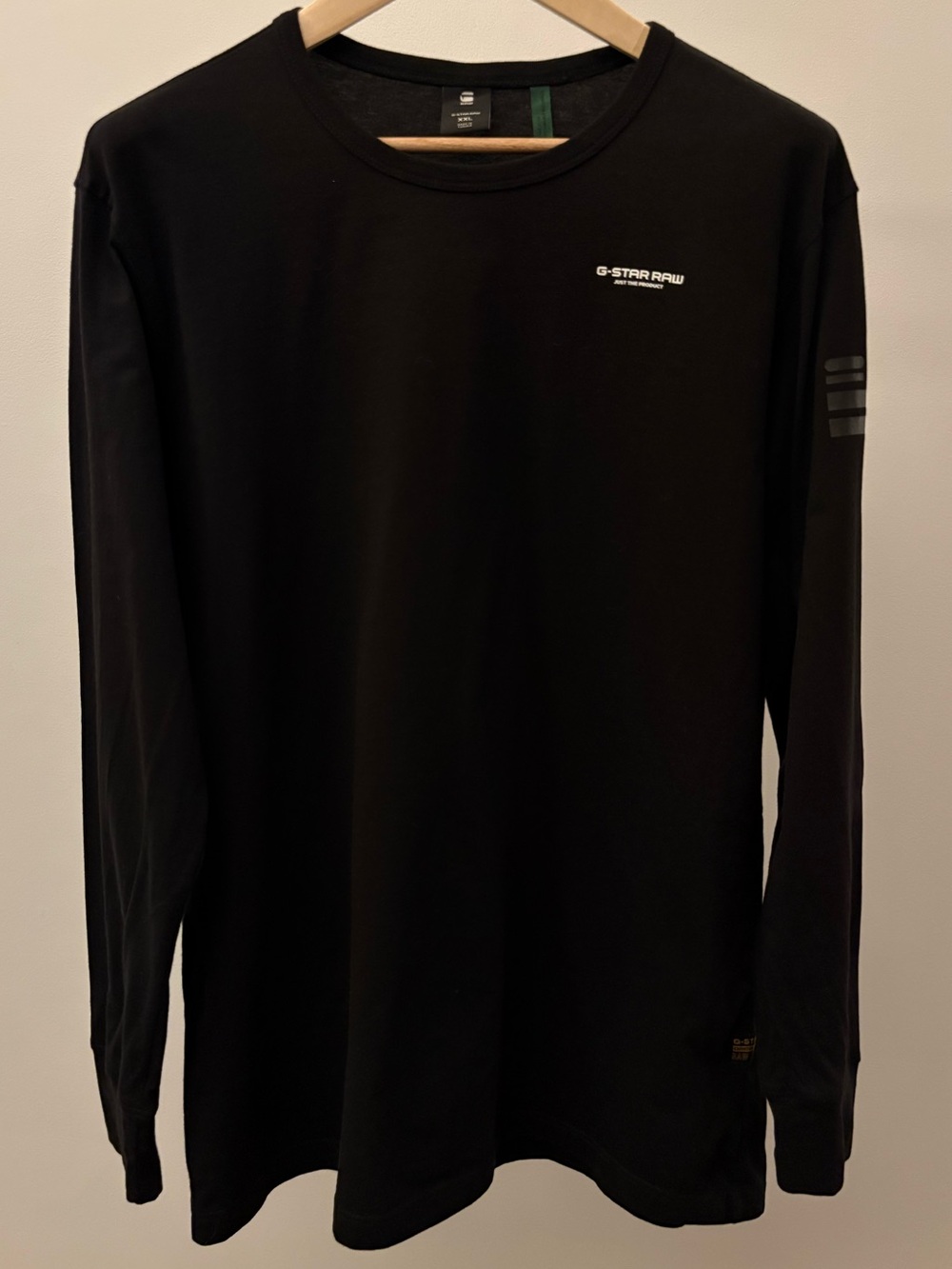 G-Star Black Long Sleeve Crew Neck Tee with Subtle Logo